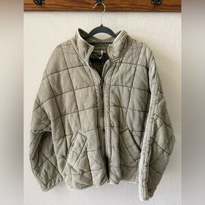 Free People Women’s Dolman Quilted Jacket in Moss Green